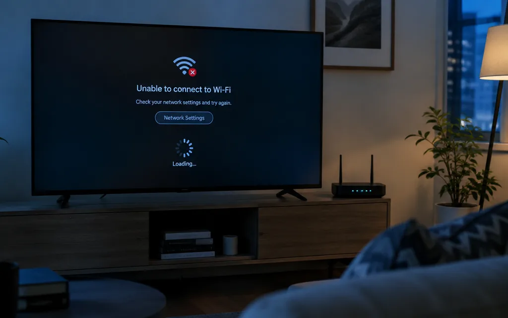 Smart TV showing a Wi-Fi connection error message